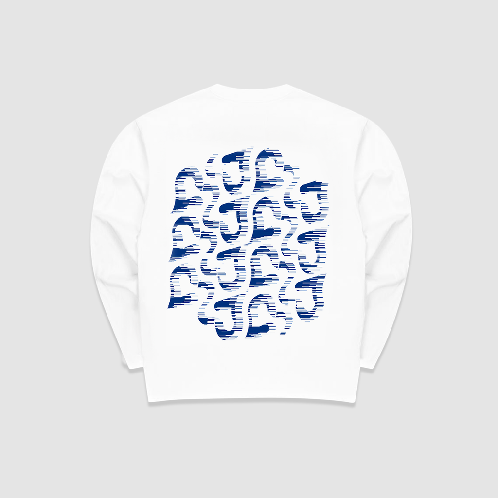 T'inquiète Antwerp longsleeve wit met blauwe hartjes op de rug